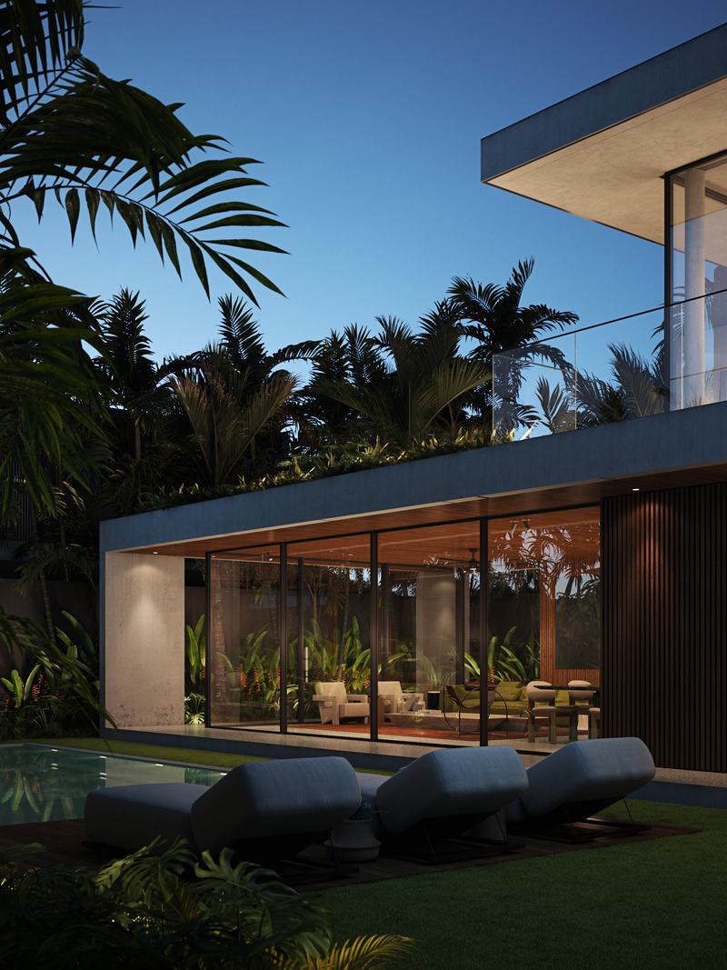 .618 Collection Vol.2: loungers by the pool, living room behind the glass