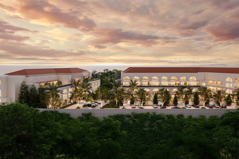 Amali Luxury Residence: the complex and its garden from above