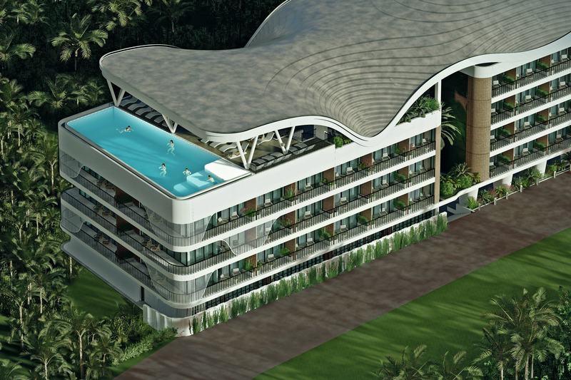 Anta Residence: aerial view of the building and pool