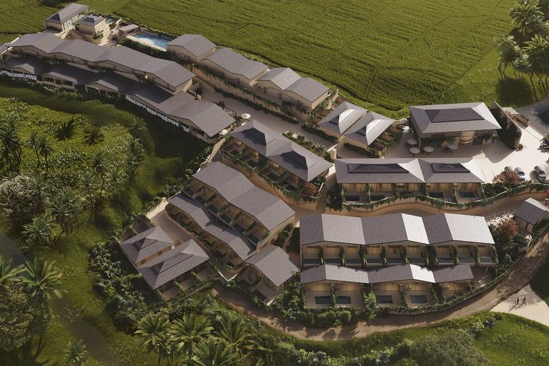 AURA Wellness Resort: vista aérea del resort entre arrozales