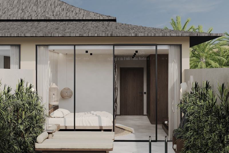 AURA Zen Temple: studio villa front with its pool