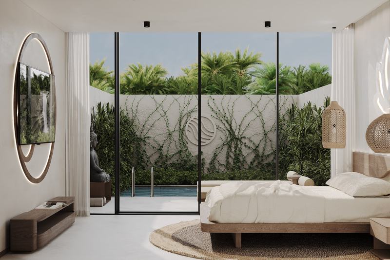AURA Zen Temple: bed with doors opening to the terrace