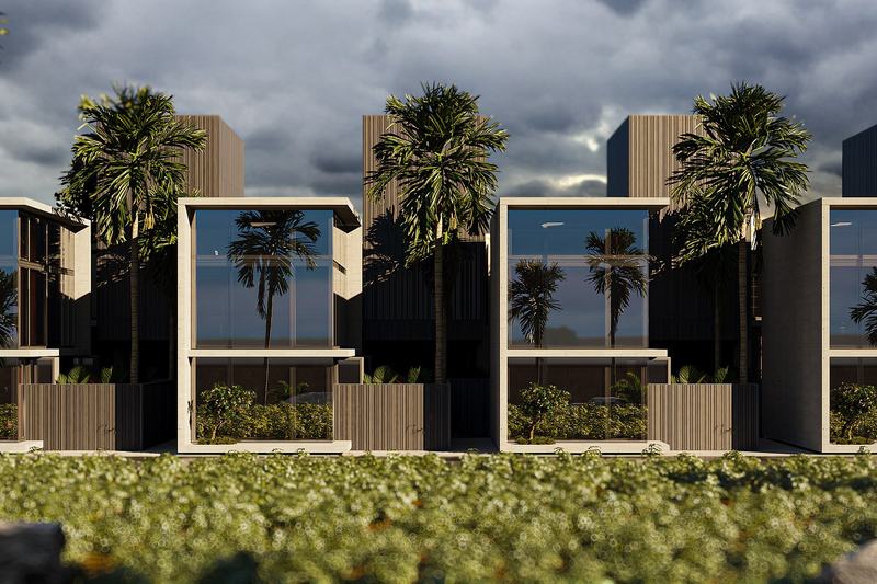 Axis One 2BR: garden side of the villa row