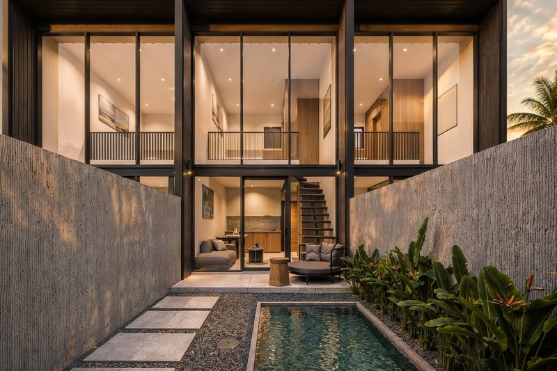 Balangan 3.0: entrance and pool at night