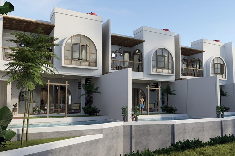 Bellevue Villa Complex: row of villas with pools