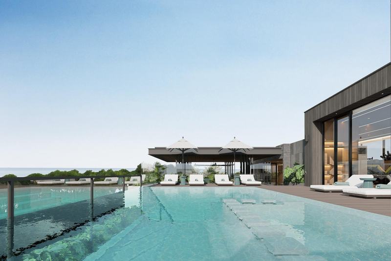 Boutique Hotel Bali Balance: rooftop pool looking out to the ocean, developer's render