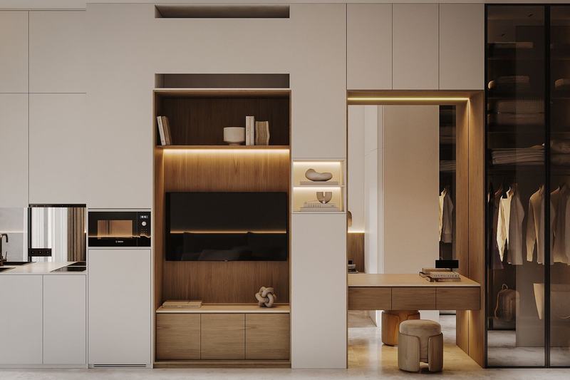 Boutique Hotel Bali Balance: Deluxe kitchenette and wardrobe, developer's render