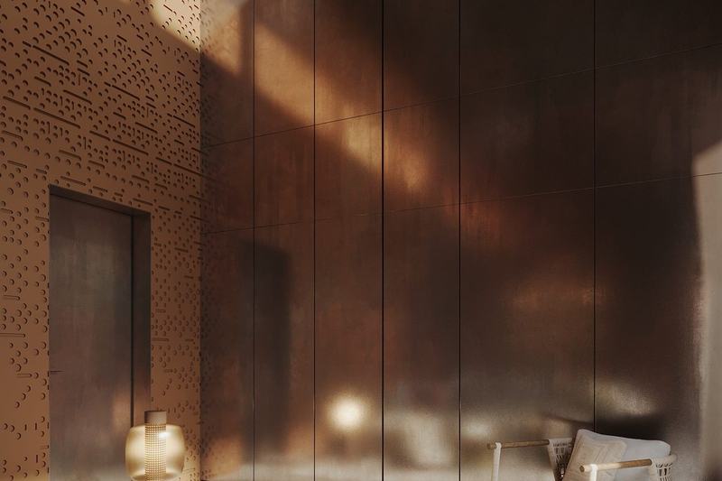 BSO Villa 1BD: arched living room at dusk