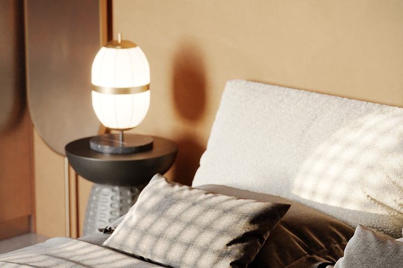 BSO Villa 1BD: bedroom with warm lighting and soft fabrics