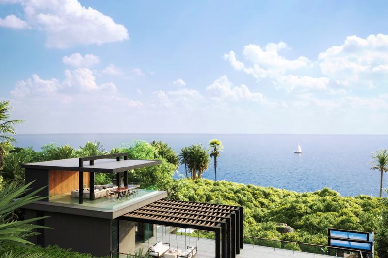 Calypso Villa: the house on the slope with the ocean behind