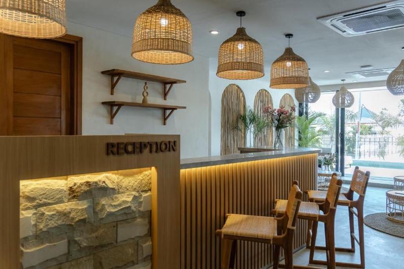 Berawa one-bedroom apartment: reception desk and pool bar