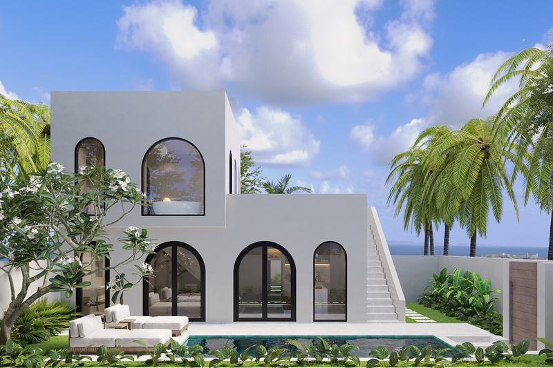 Edem Villas I: villa with a pool and palms, general view (render)