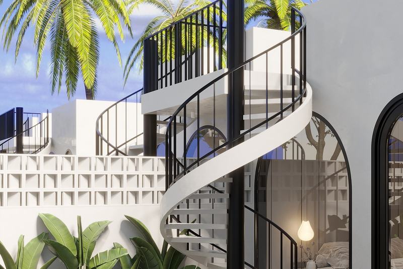 EDEM II condo villa: close-up of the spiral roof stair (render)