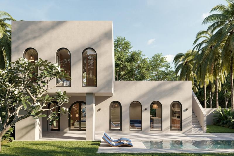 EDEM II 3BR villa: two-story villa with a pool among palms (render)