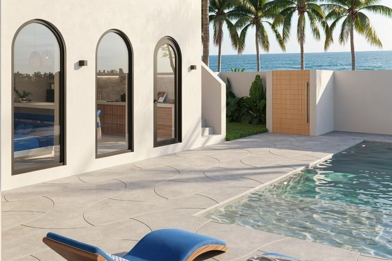 EDEM II 3BR villa: pool and arches with the ocean beyond (render)