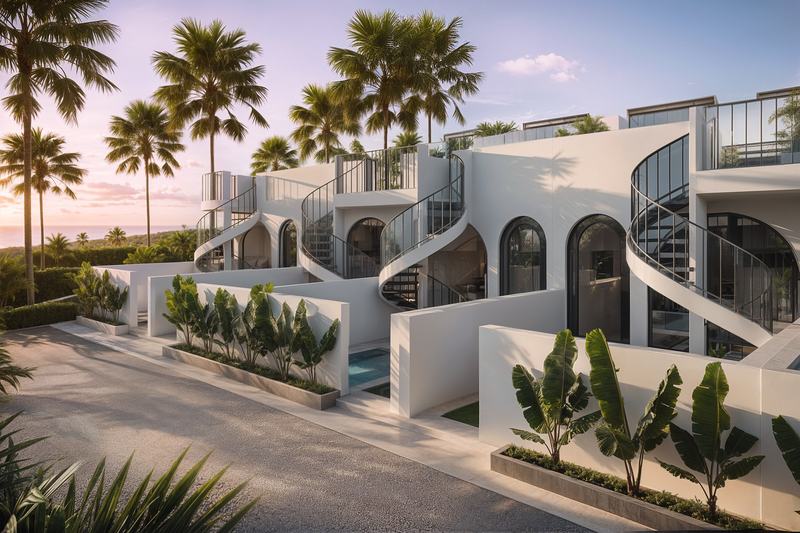EDEM II: condo villas with spiral stairs to the roof (render)