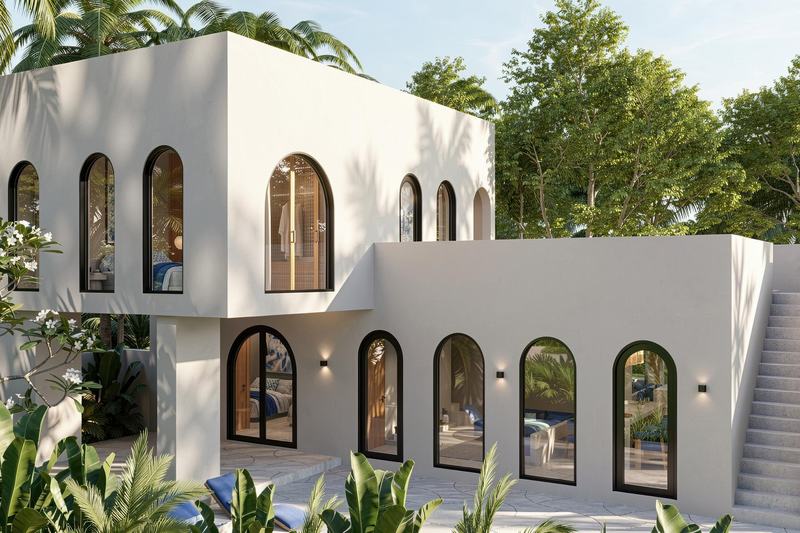 EDEM II: two-story three-bedroom villa with arched windows (render)