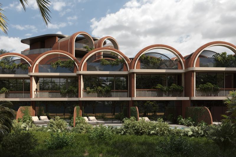 Eighth Sense: planted terraces along the arches, render