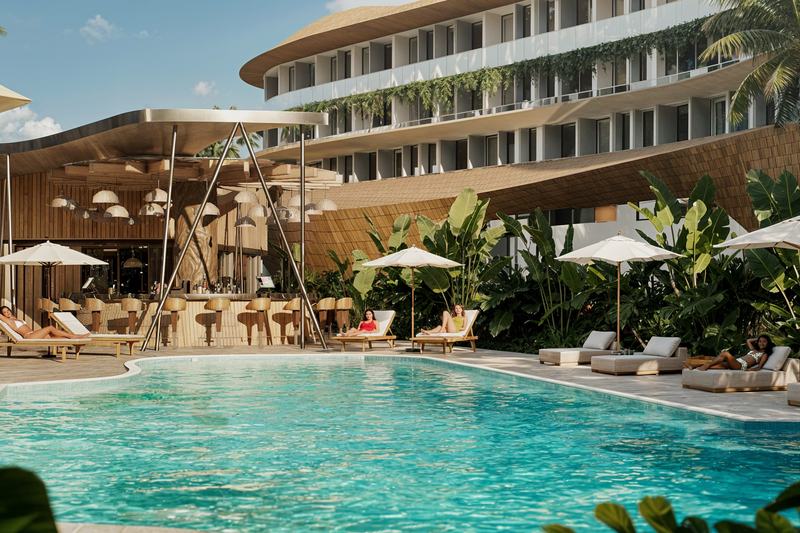 Elysium eco-city 2BR apartment: main pool with sun loungers