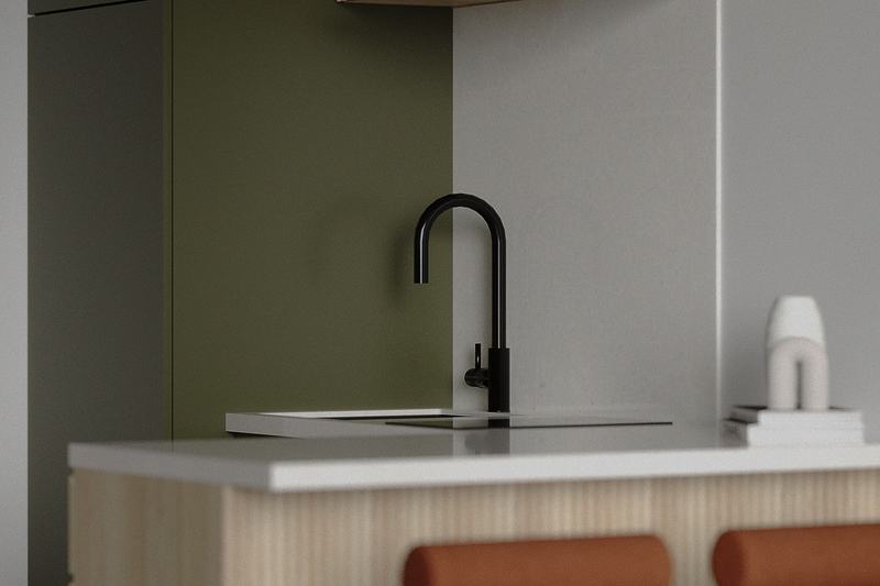 Elysium eco-city studio: breakfast bar and kitchen corner
