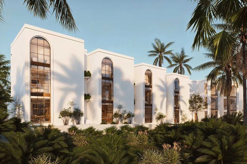 Ema Villas: a row of villas seen from the garden