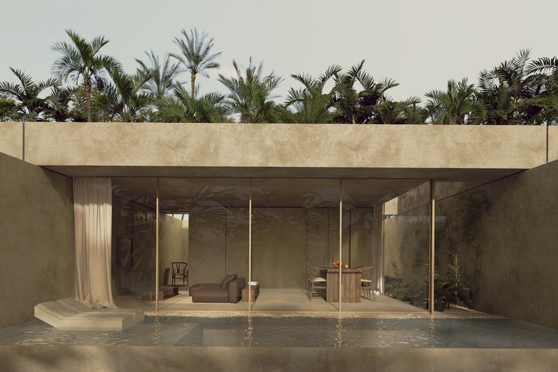 Eternal Villas: villa facade above an infinity pool, developer's render