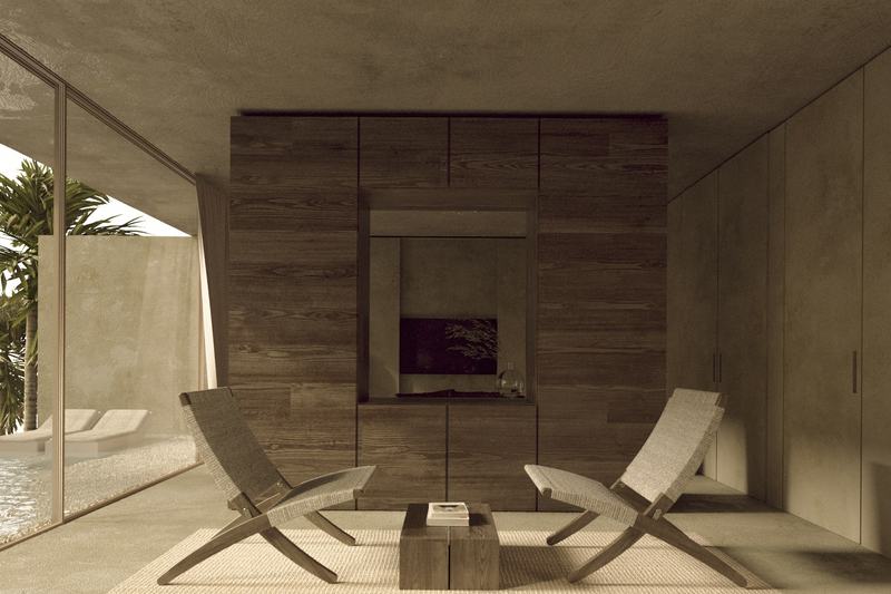 Eternal Villas: lounge chairs beside a fireplace