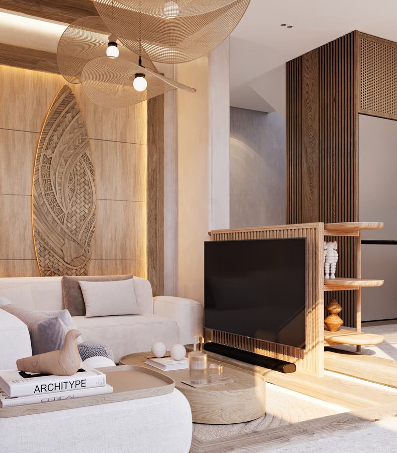 Villa S render: living room