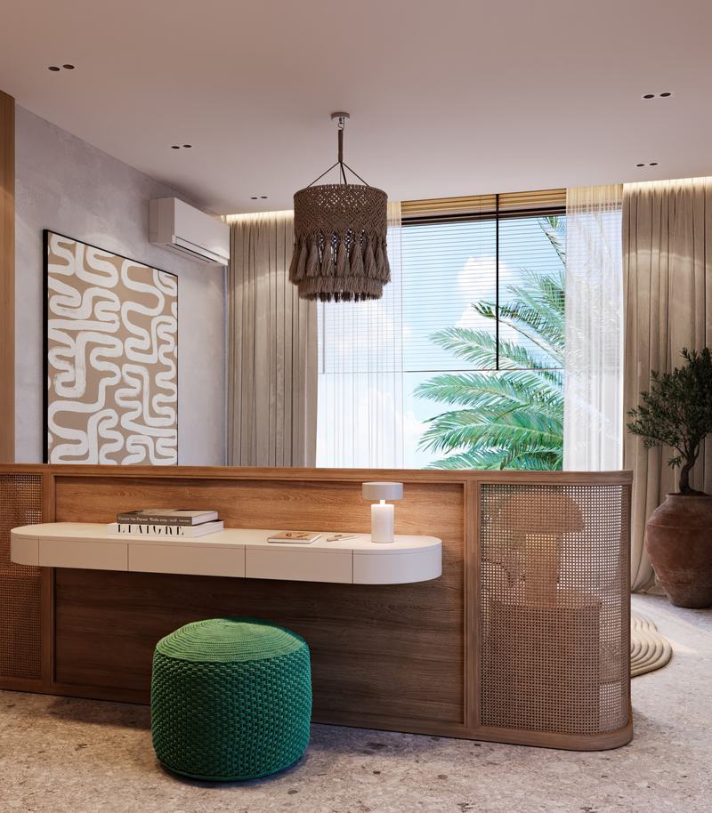 Villa S render: second bedroom with vanity