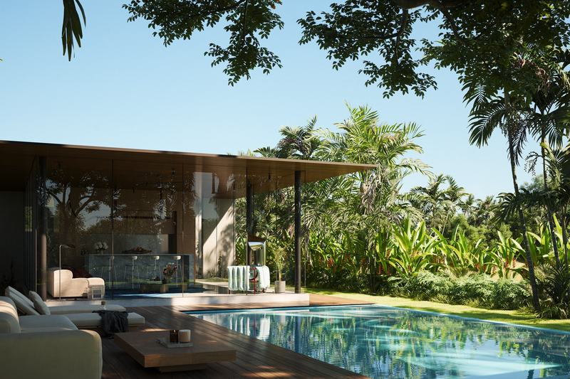 Flower Estates: villa and pool, render