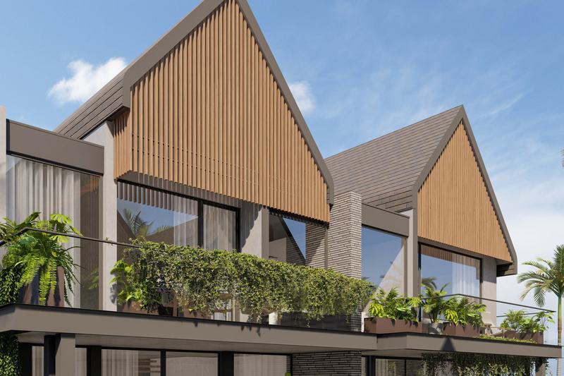 Four Palms 2BR villa: greenery on the upstairs terrace (render)