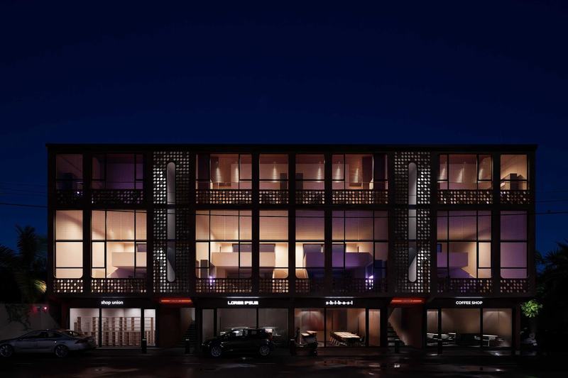 Gate 11: the facade in the evening