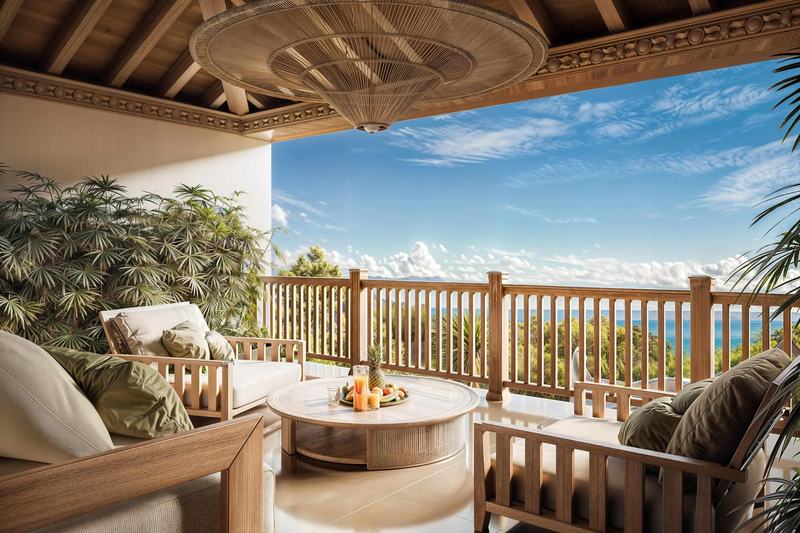 Green Village: villa roof terrace looking out to sea (render)