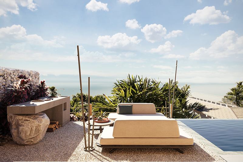 K-Village: poolside lounger with an ocean view (render)