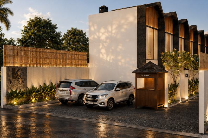 KIRA Tropical Loft: gated entry and the row of villas, developer's render