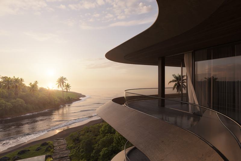Luna Residences: unit terrace facing the sunset and the coast