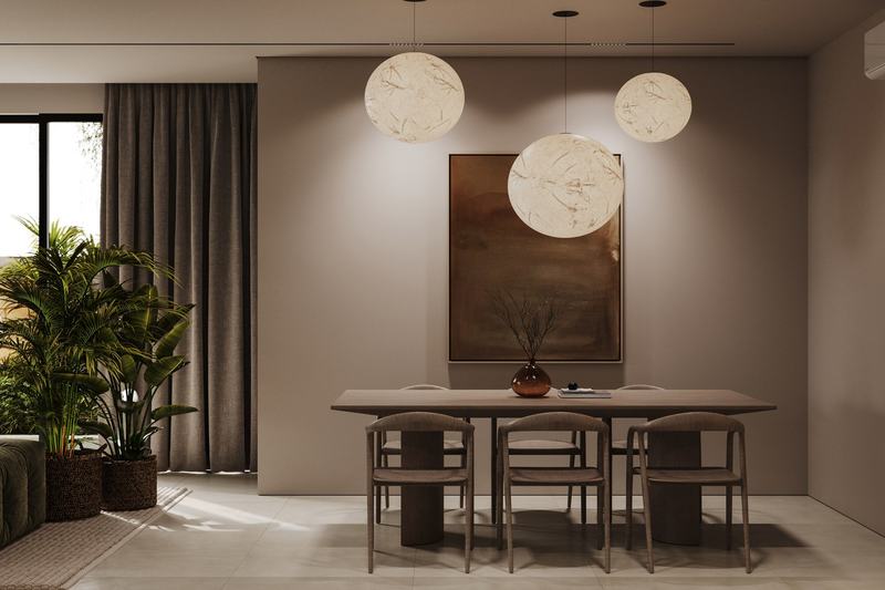 Mangata Residence: dining table by a floor-length window