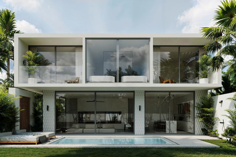 Haven Villa at Manta Livin: front of the villa and its pool