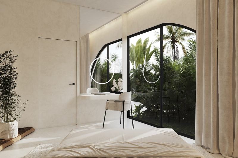 Manta Shell Villa: bed with a door to the terrace