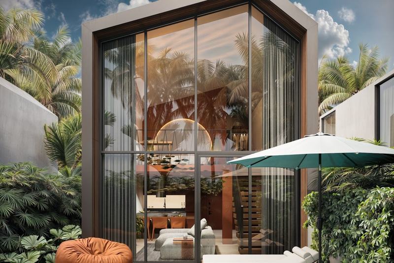 MOONO 1BD Villa: front of the villa with pool and terrace
