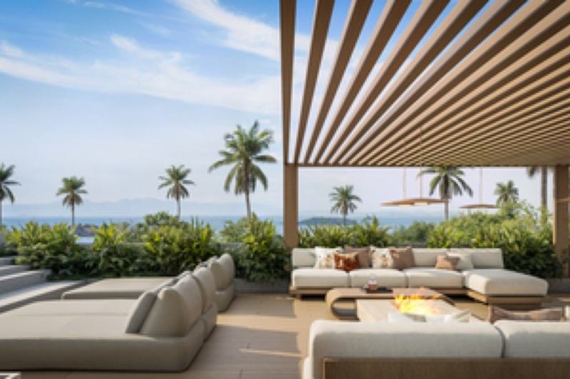 Five-bedroom villa in Nunggalan: rooftop lounge with a fire pit (rendering)