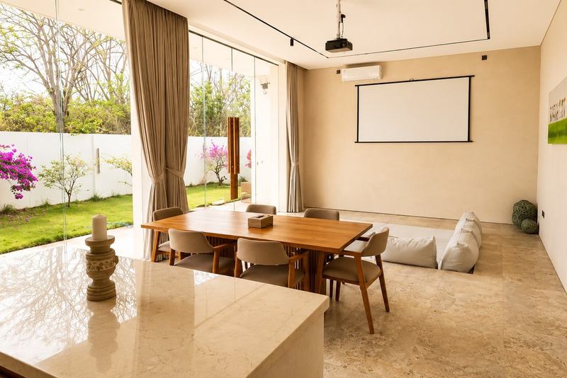 Two-bedroom villa above Pandawa, Nusa Dua: kitchen, dining table and living area
