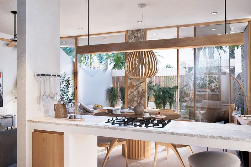Mare Nostrum villa: kitchen with the dining table