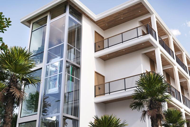 Ocean Bliss Apartments: balconies beside the glass lift