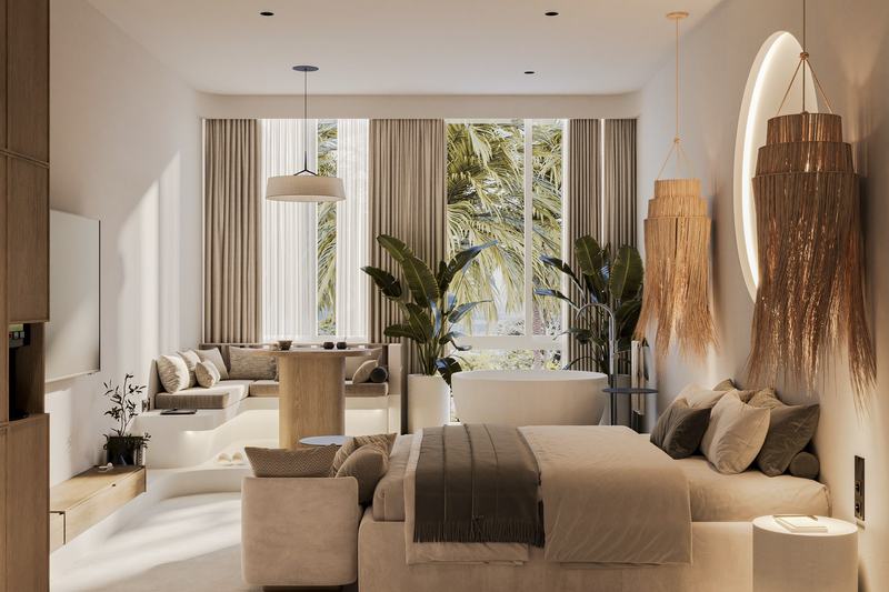 Ocean Bliss Apartments: studio living corner