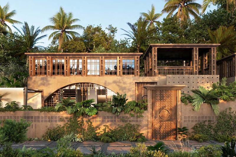 Origins Villa #1: arched facade and garden