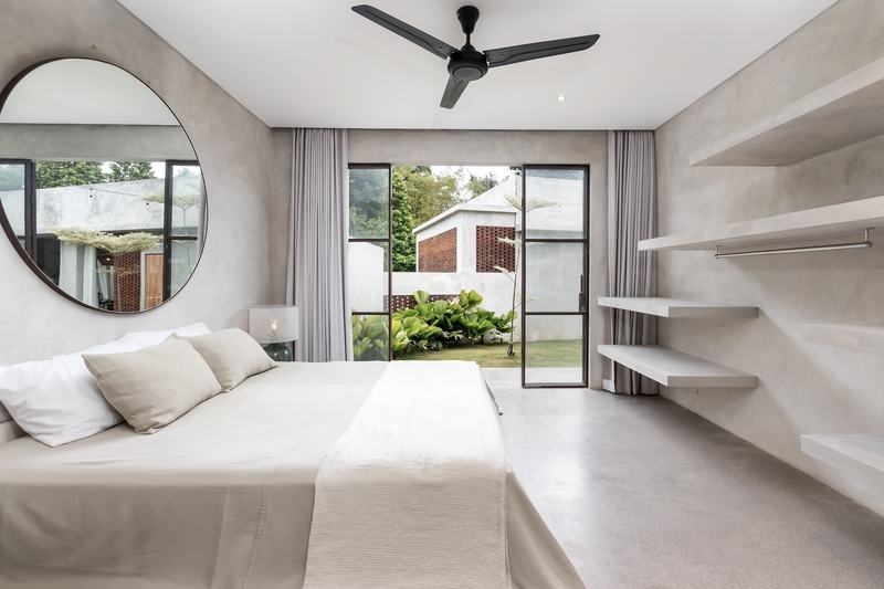 Pererenan four-bedroom villa: bedroom opening to the garden