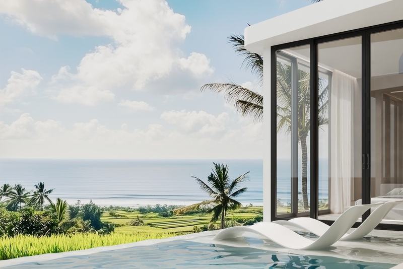 PRANA Virgin Quiet: pool terrace looking out to the ocean, developer's render