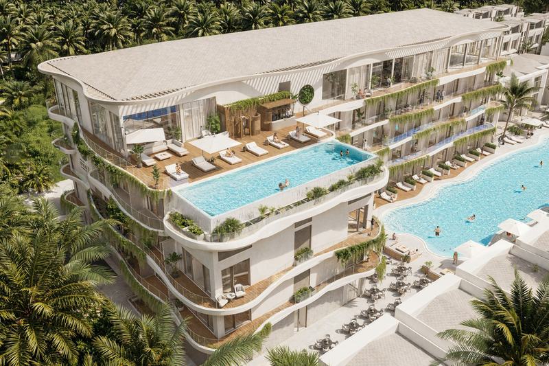 Ramada Encore Pandawa Hills: apartment block and rooftop pool, developer's render