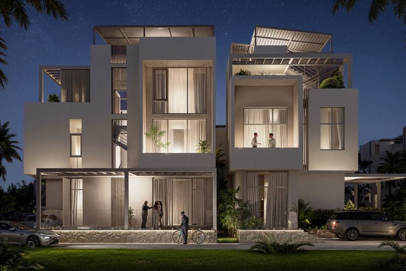 Ramada Encore 3BR villa at night, developer's render
